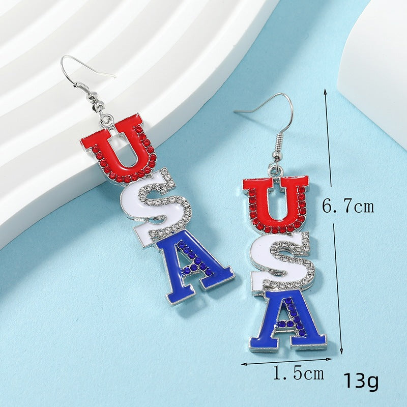 Wholesale American Independence Day Flag Earrings