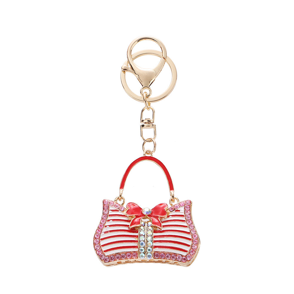 Wholesale Cute Rhinestone-Studded Bow Children' s Handbag Keychain
