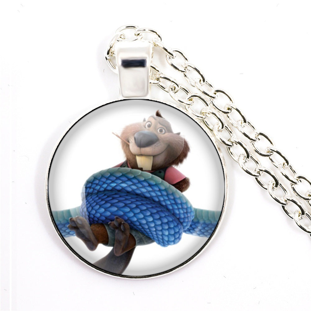 Wholesale Cartoon Cute Animal Time Gem Round Necklace  OLY Exclusive