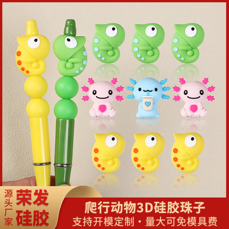 Wholesale 20pcs/pack 3D Chameleon Silicone Beads DIY Accessories Beading