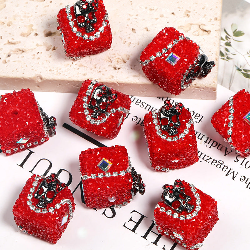 Wholesale 5PCS Halloween Full Diamond Devil Eye Bat Skull Acrylic Sugar Beads
