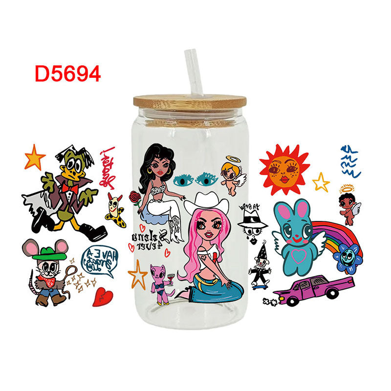 Wholesale Cartoon Cute Trendy Character Theme 16oz Cup UV DTF Wraps