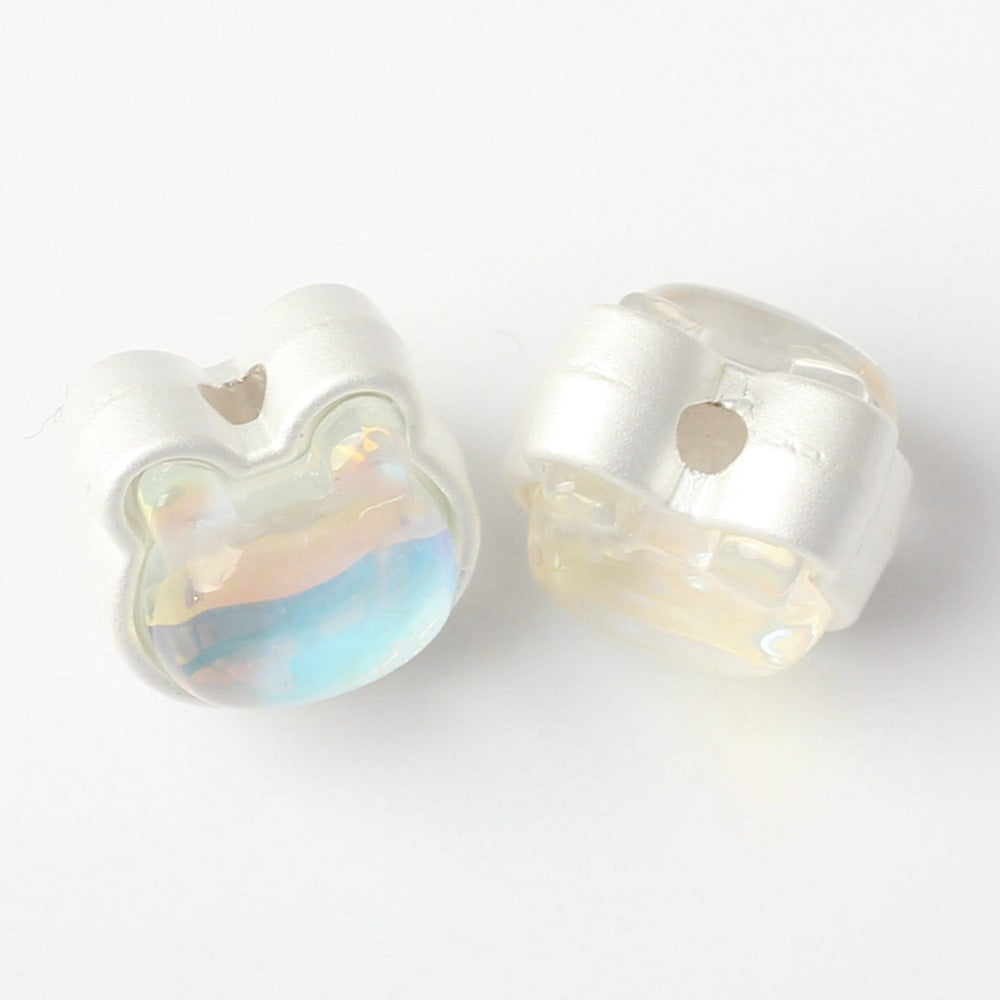 Wholesale Alloy Bear Zircon Inlaid Double-sided Loose Bead String with Separated Beads