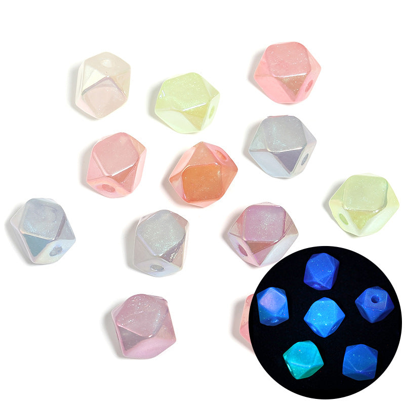 Wholesale  Random 100pcs/pack  Luminous Acrylic Faceted Acrylic Beads