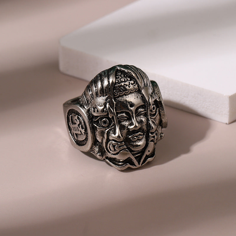 Wholesale Vintage Human Head Open Alloy Ring