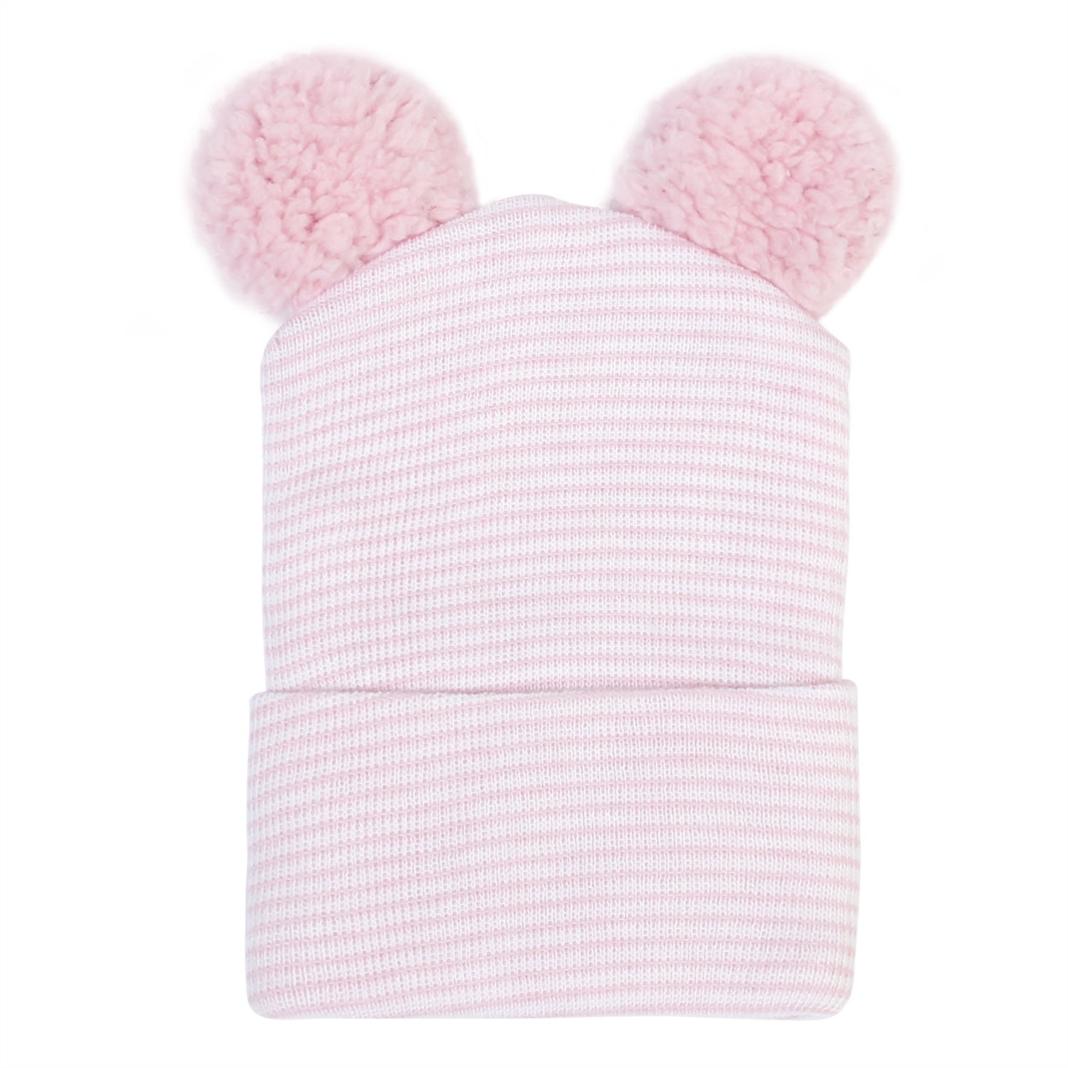 Wholesale Autumn and Winter Double-layer Thick Warm Baby Knitted Double Wool Ball Pullover Hat
