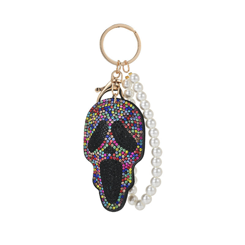 Wholesale Cartoon Skull-shaped Keychain with Rhinestones Hotfix Crystals