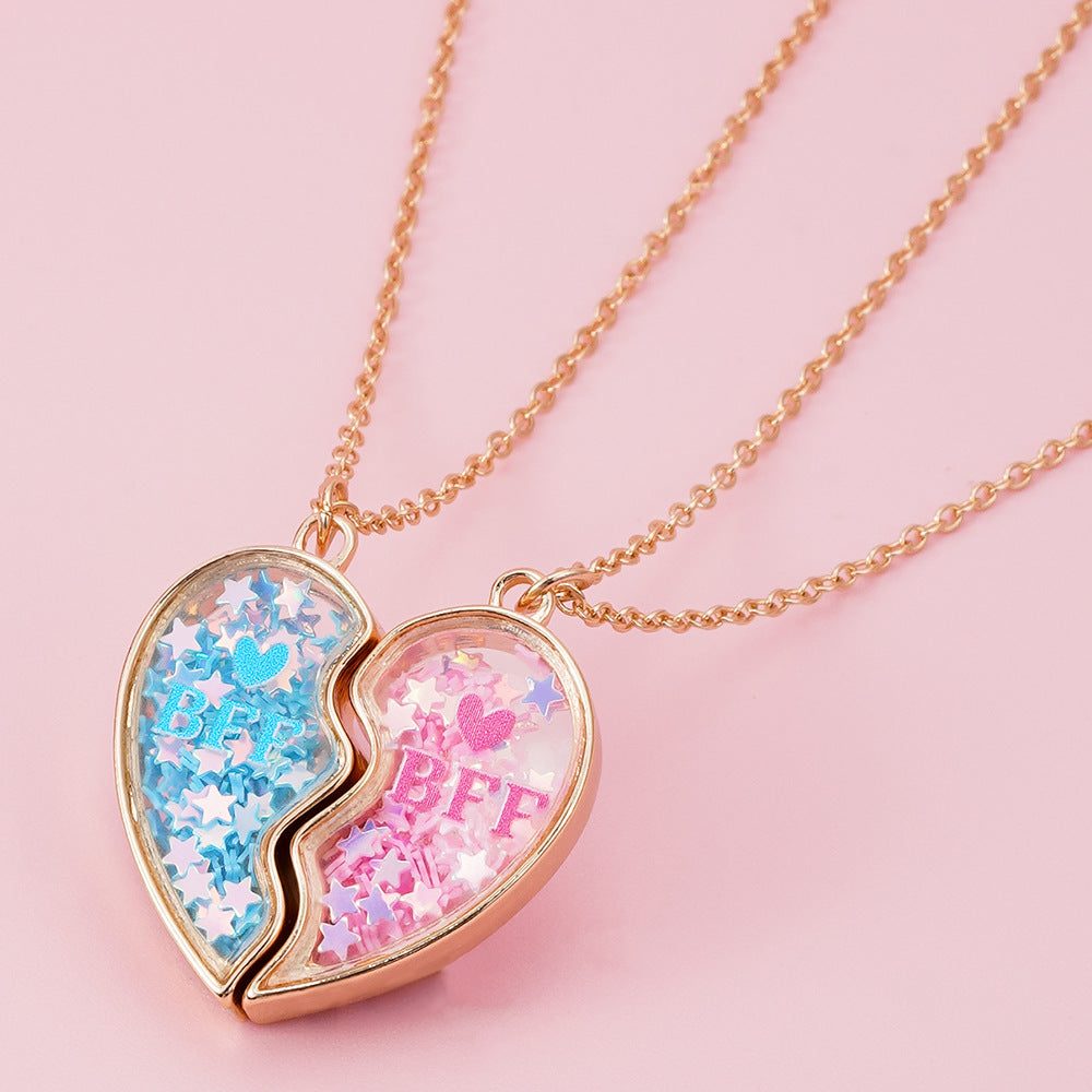 Wholesale Pink Love Friendship Heart Necklace