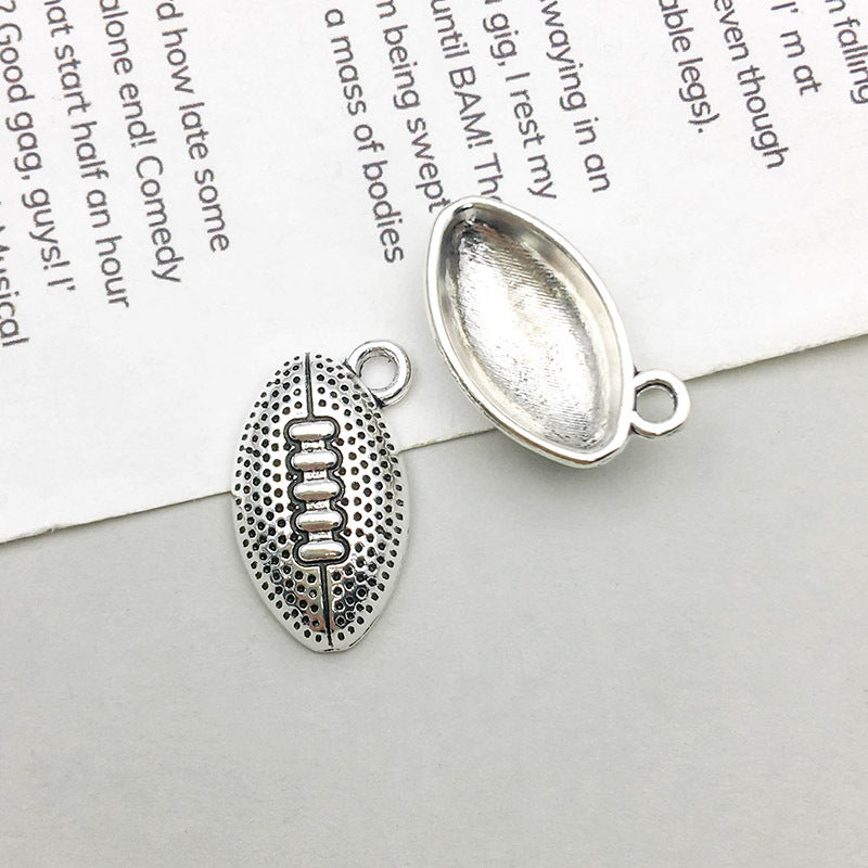 Wholesale 1 Antique Silver Alloy Simulation Rugby Baseball Series DIY Pendant