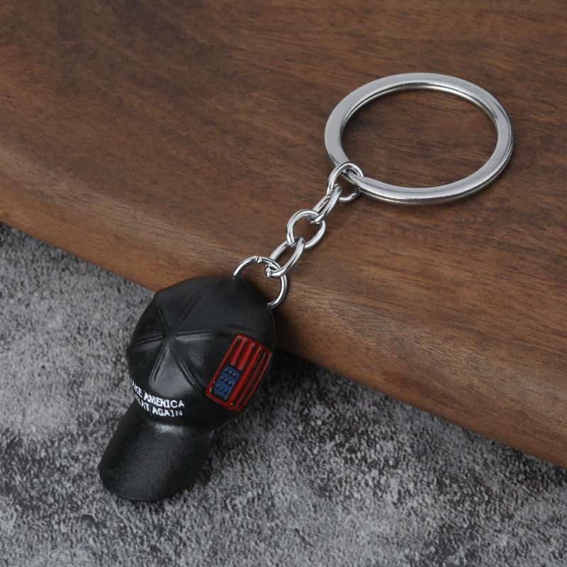 Wholesale Metallic red hat hip hop fashion player cool keychain