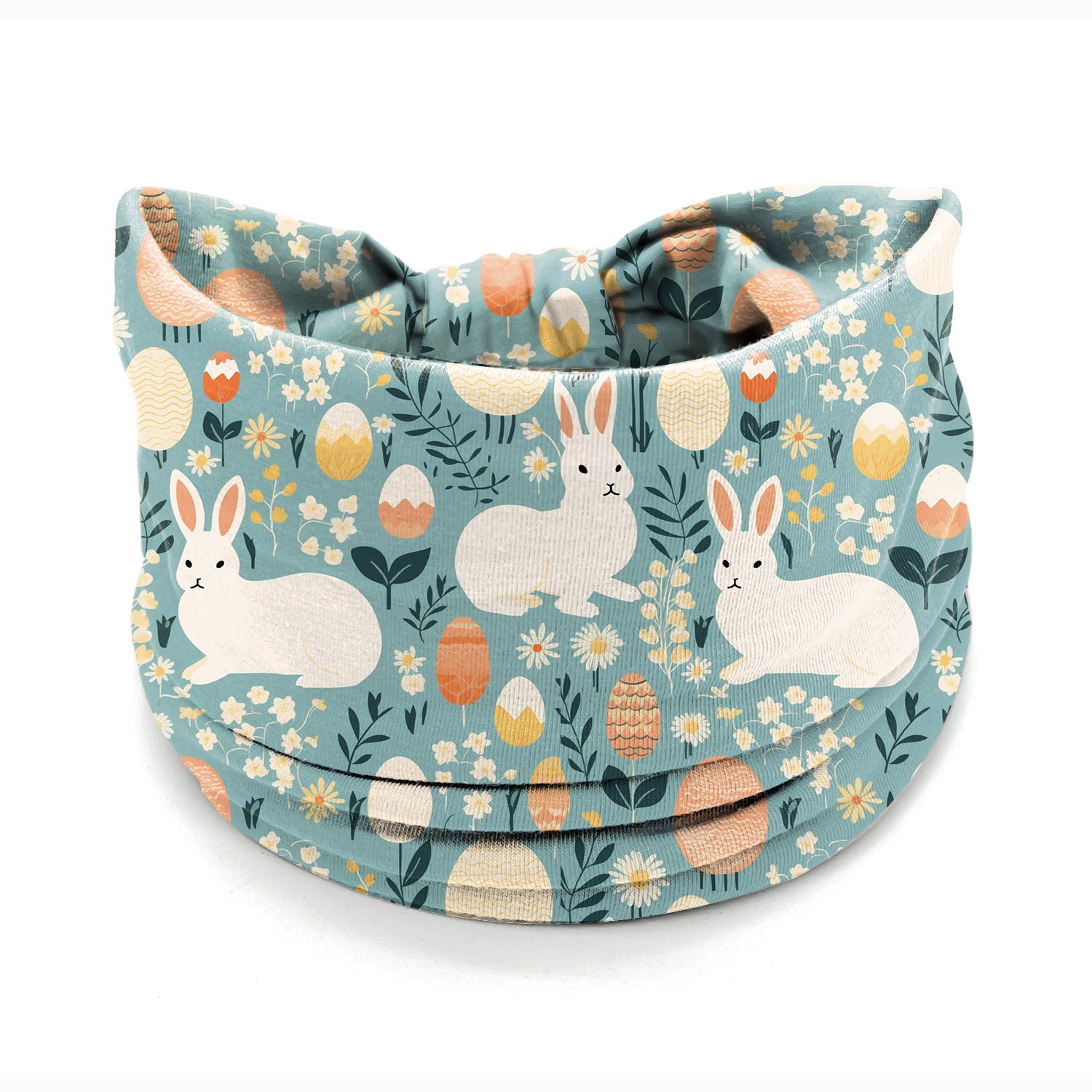 Wholesale Easter egg bunny print elastic wide edge knotted headband