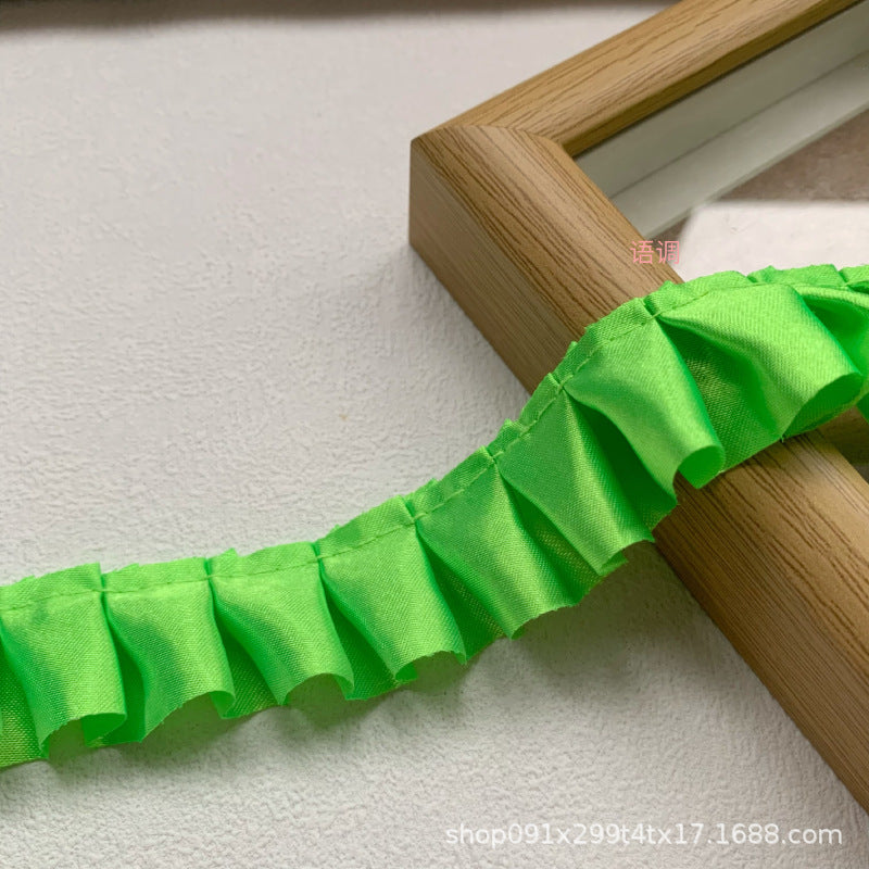 Wholesale 10pcs 2.5cm Satin Pleated Color Lace Baby Clothes Clothing Accessories Handmade Diy Cheering Fan Cartoon Material