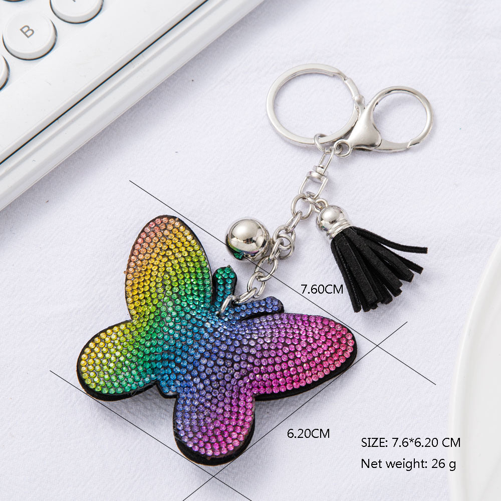 Wholesale  4pcs Diamond-embedded colorful butterfly keychain
