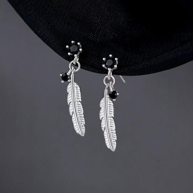 Pendientes de cobre de plumas de aguja de plata mayorista