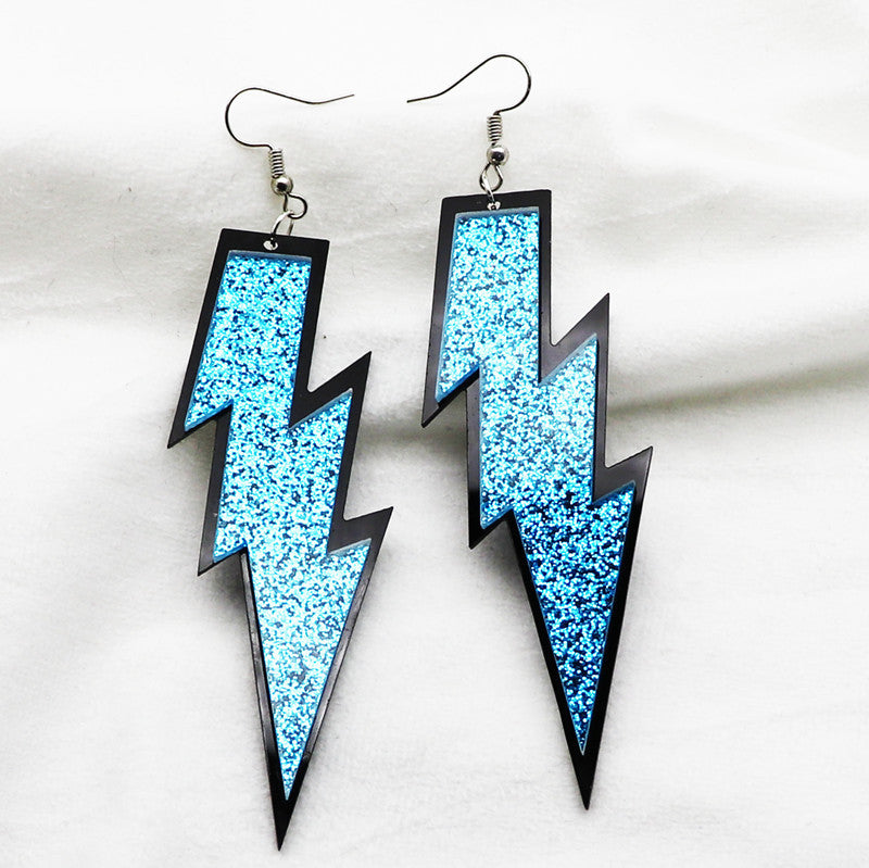 Wholesale Lightning Exaggerated Long Silver Needle Acrylic Earrings