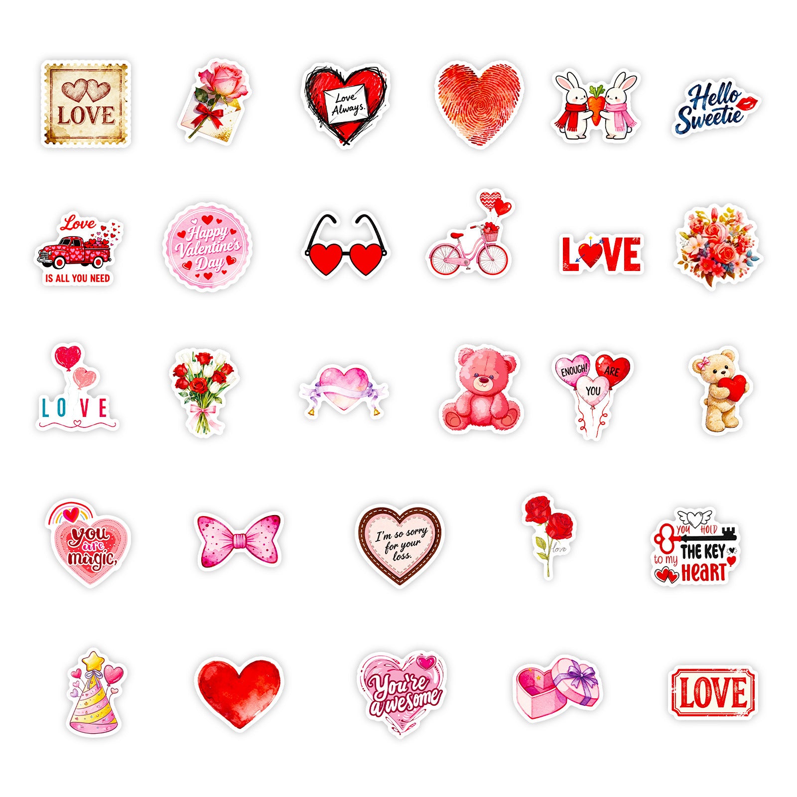 Wholesale 56pcs Pink Valentine' s Day themed stickers