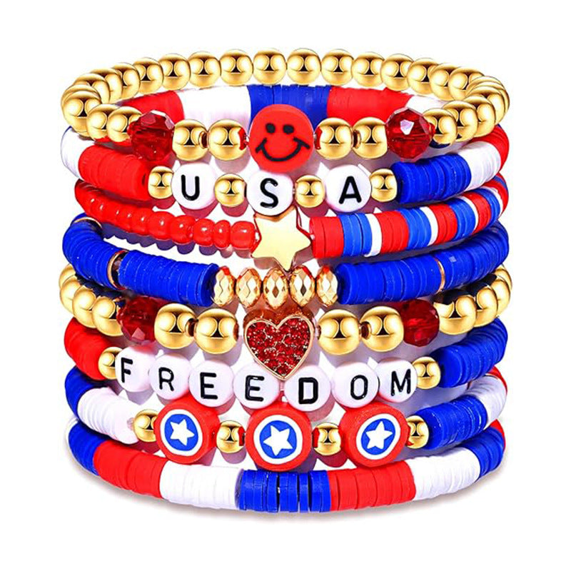 Wholesale Multi-layer Stacked Valentine's Day Bracelet suit Personalized Colorful Soft Ceramic Stummy Rope Carnival Bracelet