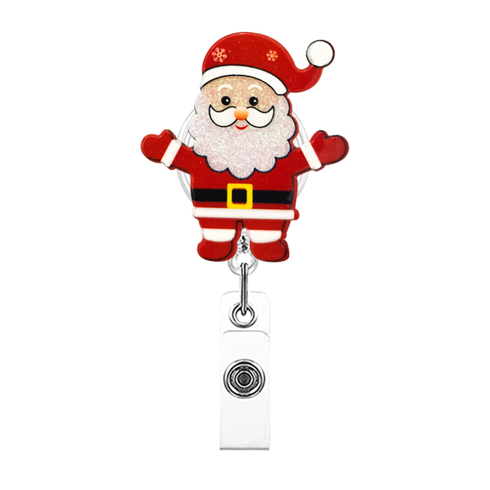 Wholesale Christmas acrylic glitter snowman Christmas tree telescopic clip rotating easy pull buckle