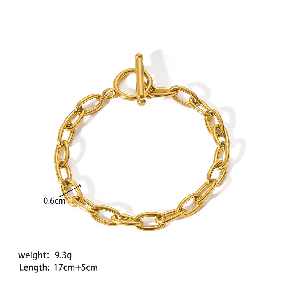 Wholesale Style Titanium Steel 18K Gold Cuban Chain Flat Snake Chain Stainless Steel Bracelet