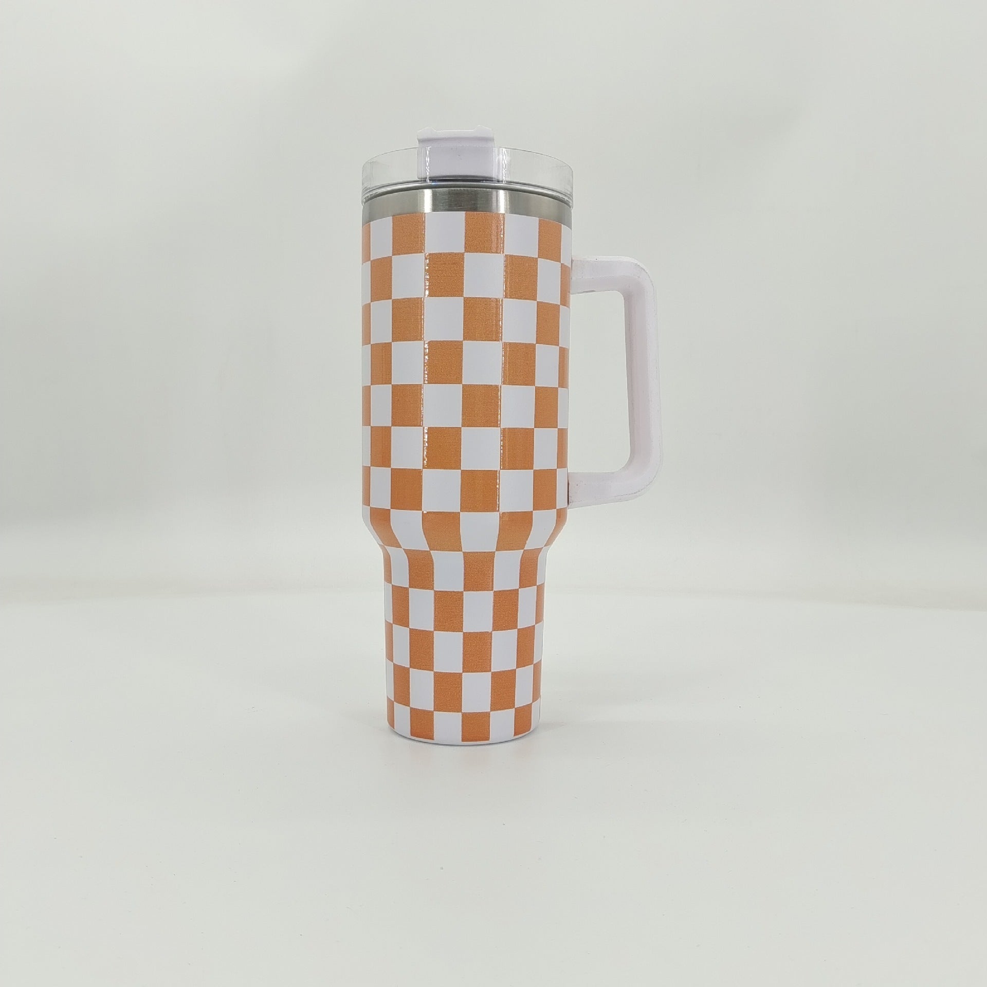 Wholesale Tumbler Checkerboard Double Layer Stainless Steel Large Capacity Ice Bullies Cup