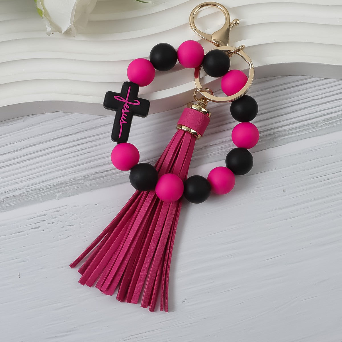 Wholesale Cross Beaded Bracelet Keychain