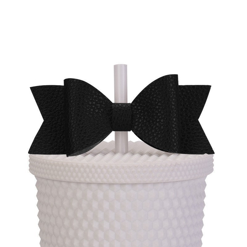 Wholesale Durian Cup Leather Straw Cup Accessories Bow Straw Cover Sticker