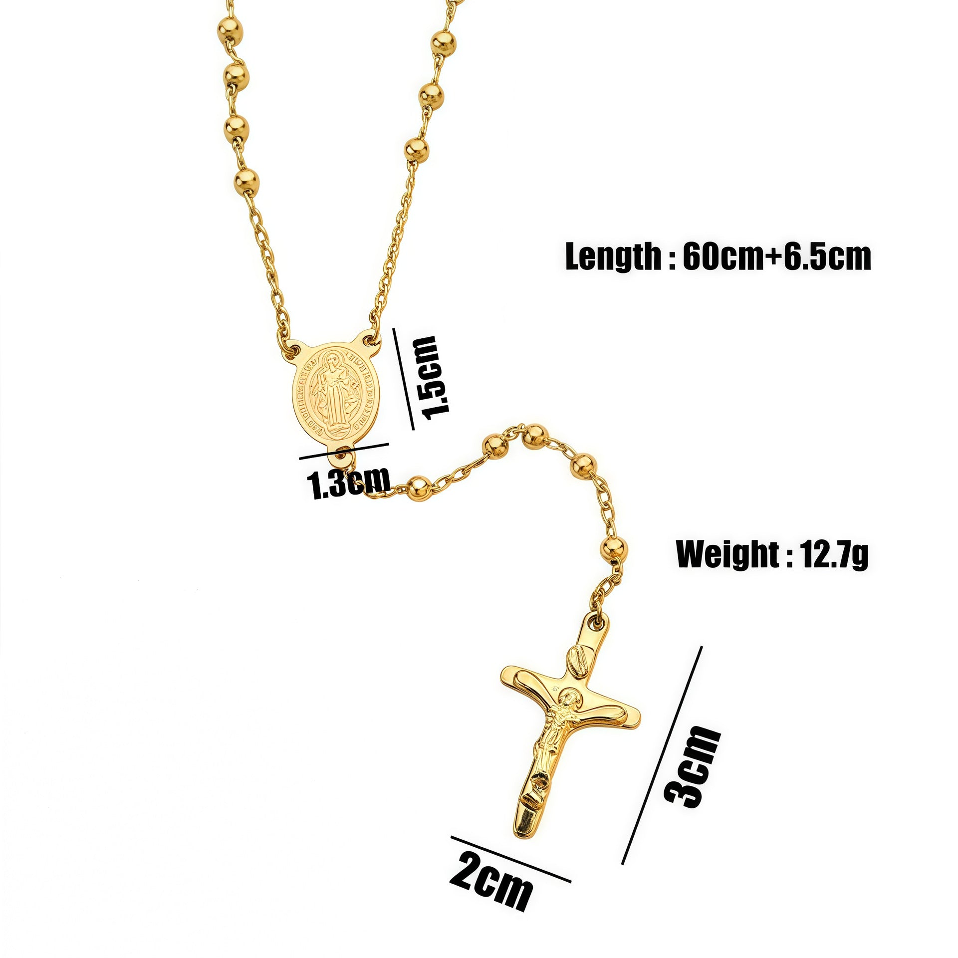 Wholesale Golden oval cross Pendant Stainless Steel Necklace