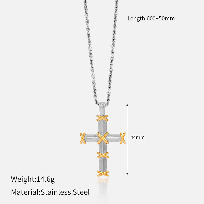 Wholesale Titanium Steel Cool Style Versatile Cross Necklace