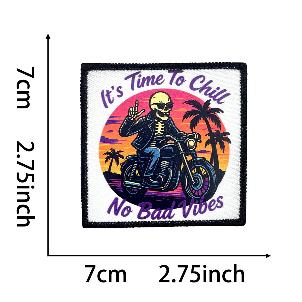 Wholesale Trendy Beach Skull Coffee Mom Theme Iron On Embroidered Patch DIY Decorative Accent For Bags And Coats Resale