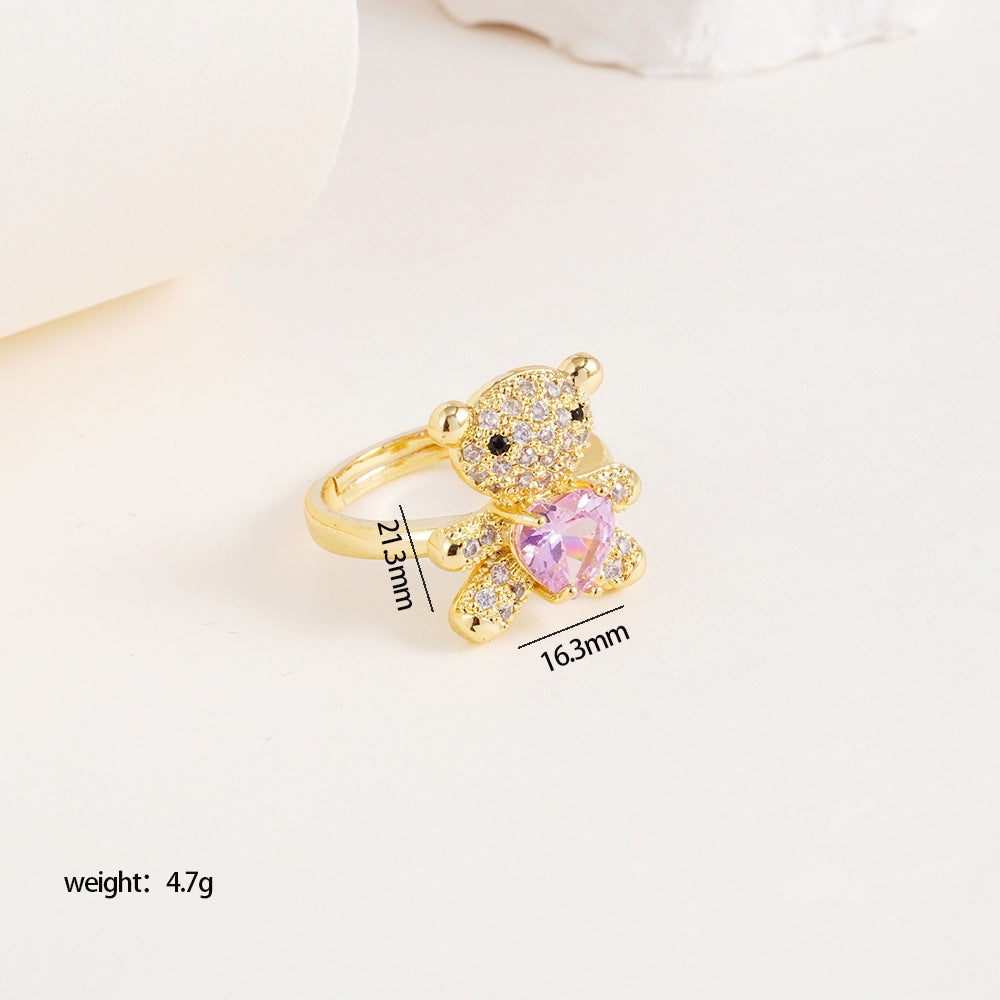 Wholesale Cute Bear Inlaid with Zircon Necklace Pendant Accessories