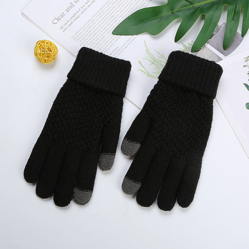 Wholesale Winter Imitation Cashmere Jacquard Touch Screen Plus Velvet Thick Warm Gloves