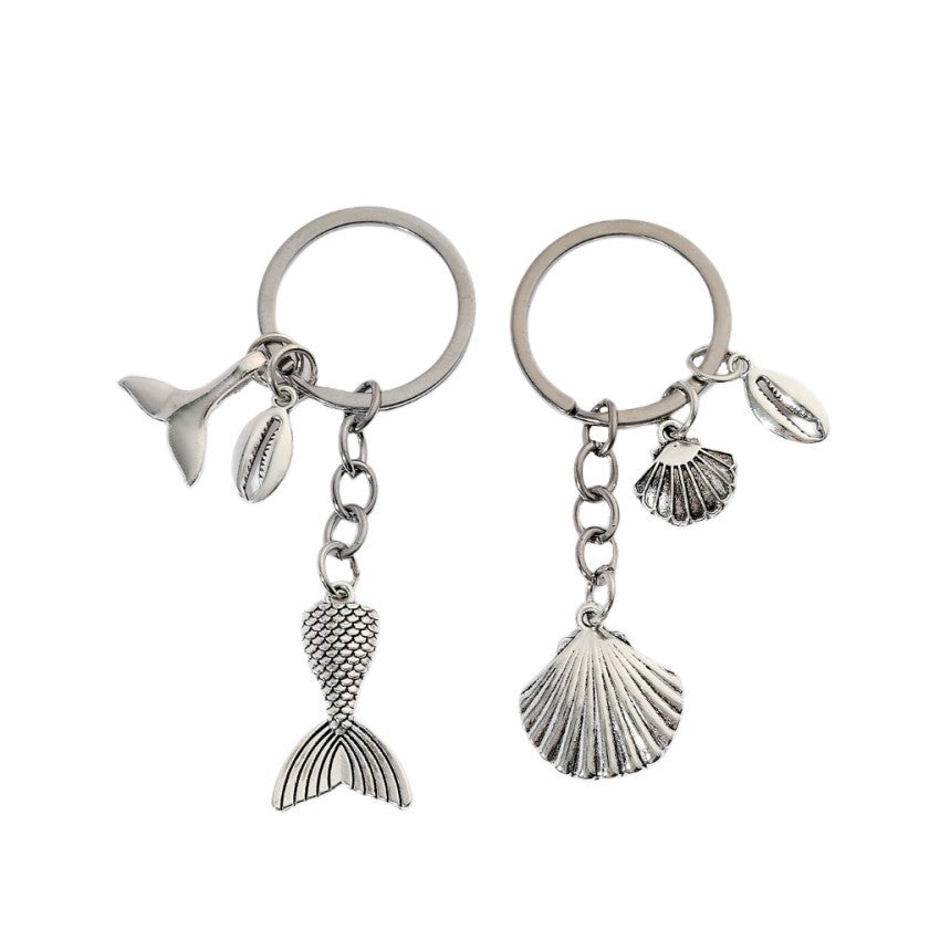Llavero de cola de sirena de shell de aleación al por mayor