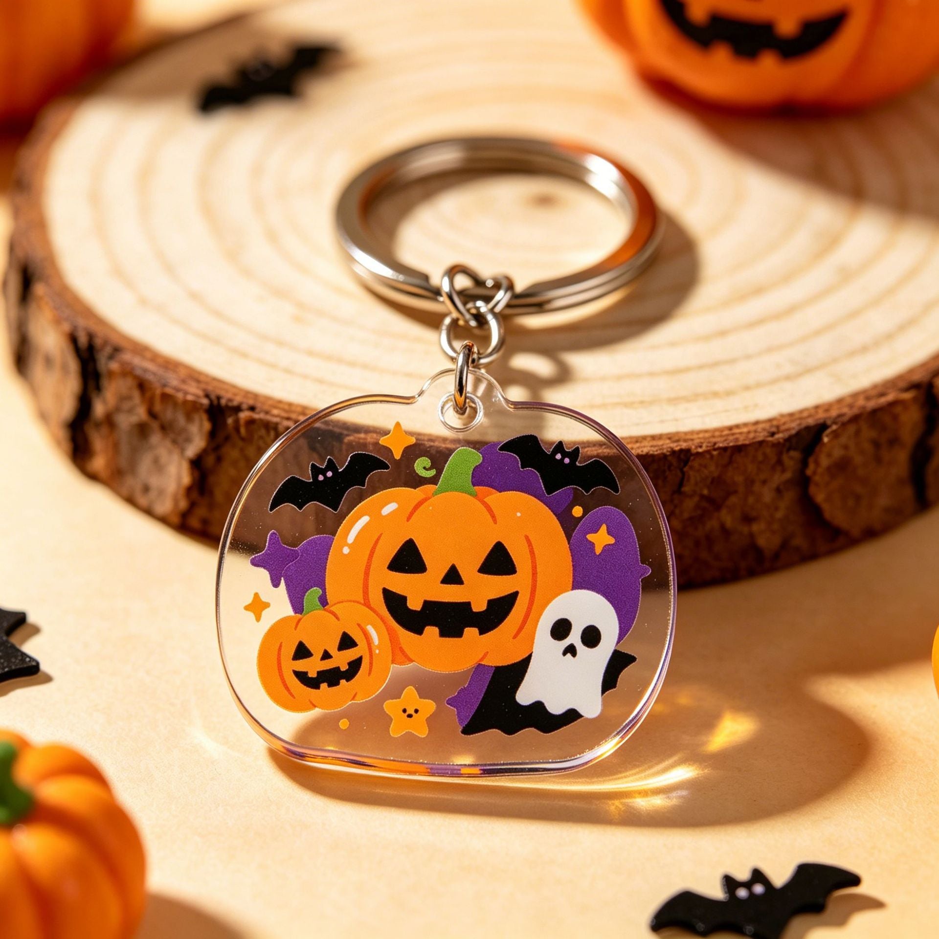 Wholesale Acrylic  Pumpkin Ghost Keychains For Party Favors And Boutique Resale