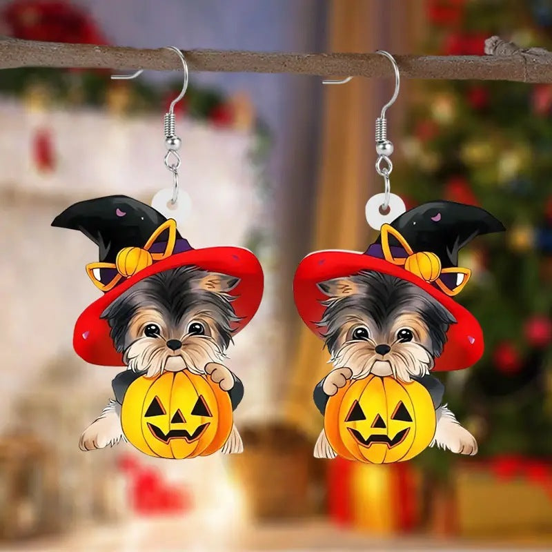 Wholesale Black Cat Pumpkin Halloween Earrings