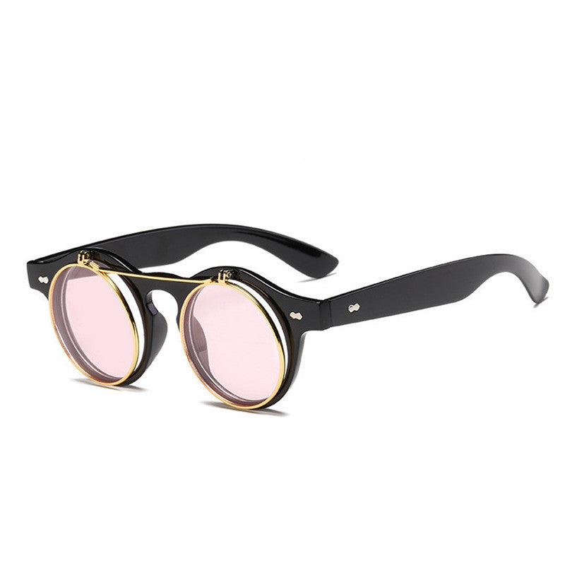Wholesale Double Flip Round Retro Sunglasses