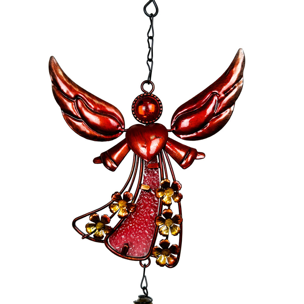 Wholesale Angel Wrought Iron Metal Glass Painted Wind Chime