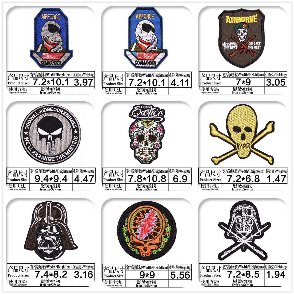 Wholesale Space Astronaut Embroidered Patches 9Pcs Rocket Ship Planet Skull Cloth Badges Iron On Sew On DIY Fashion Accessory