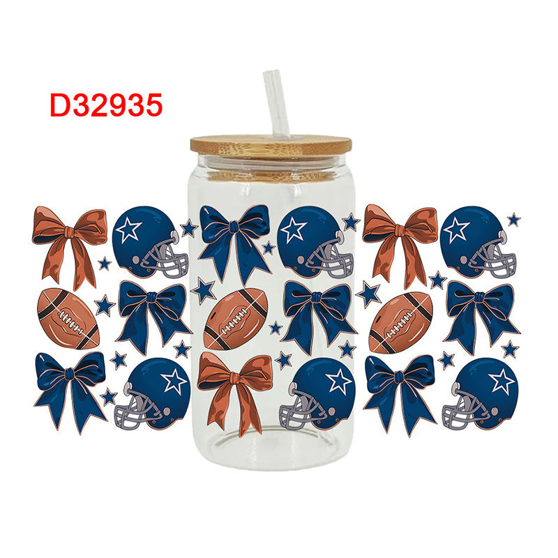 Wholesale Colorful rugby ball  16oz Cup UV DTF Wraps