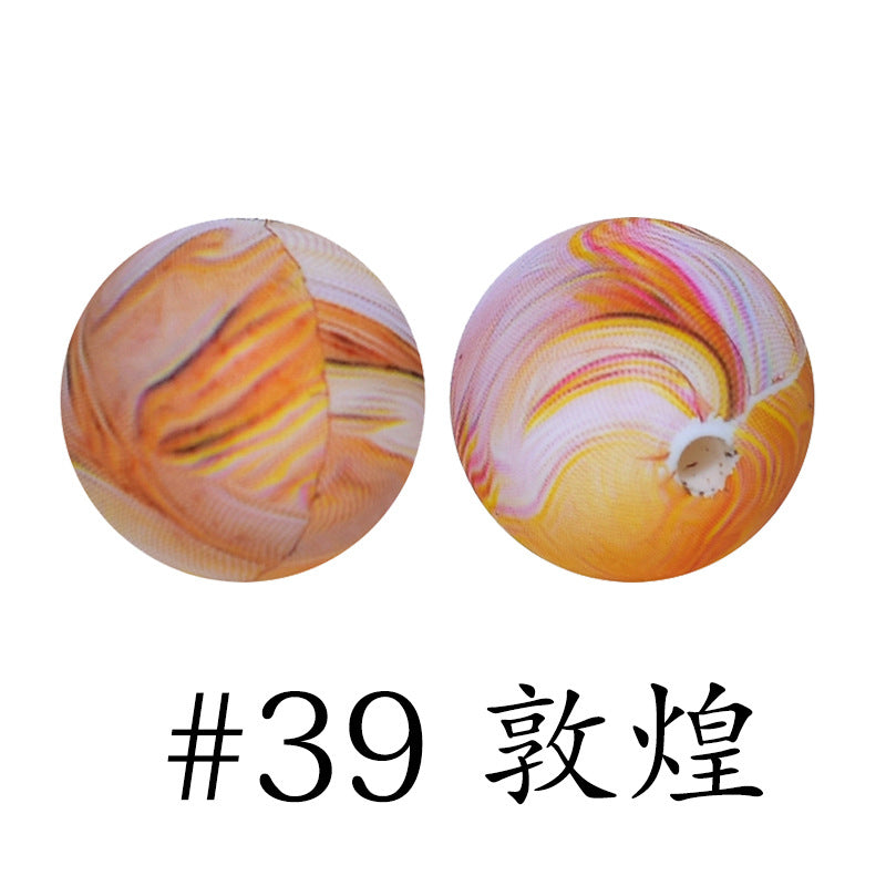 Wholesale 50pcs 16mm Print Silicone Beads Colorful Silicone Water Transfer Beads