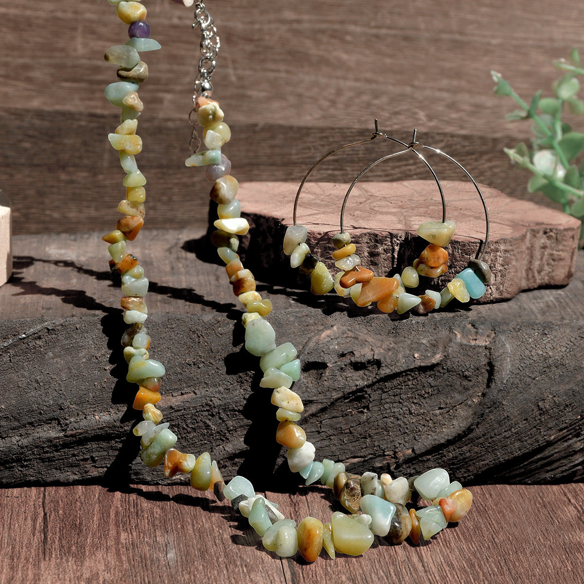 Wholesale Vacation style colorful gravel necklace Necklace Set