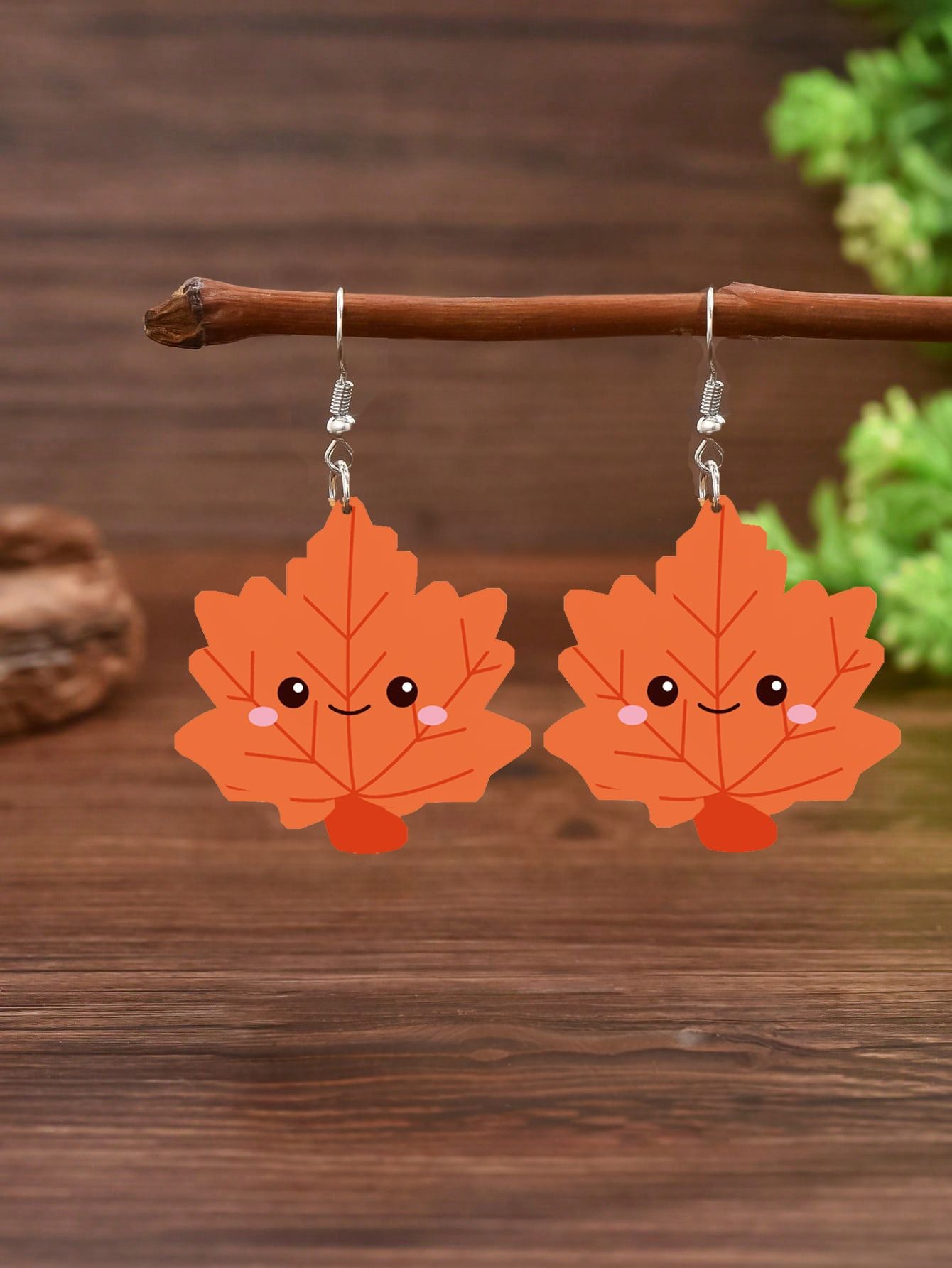 Wholesale Leather Autumn Thanksgiving Maple Leaf Pumpkin Earrings