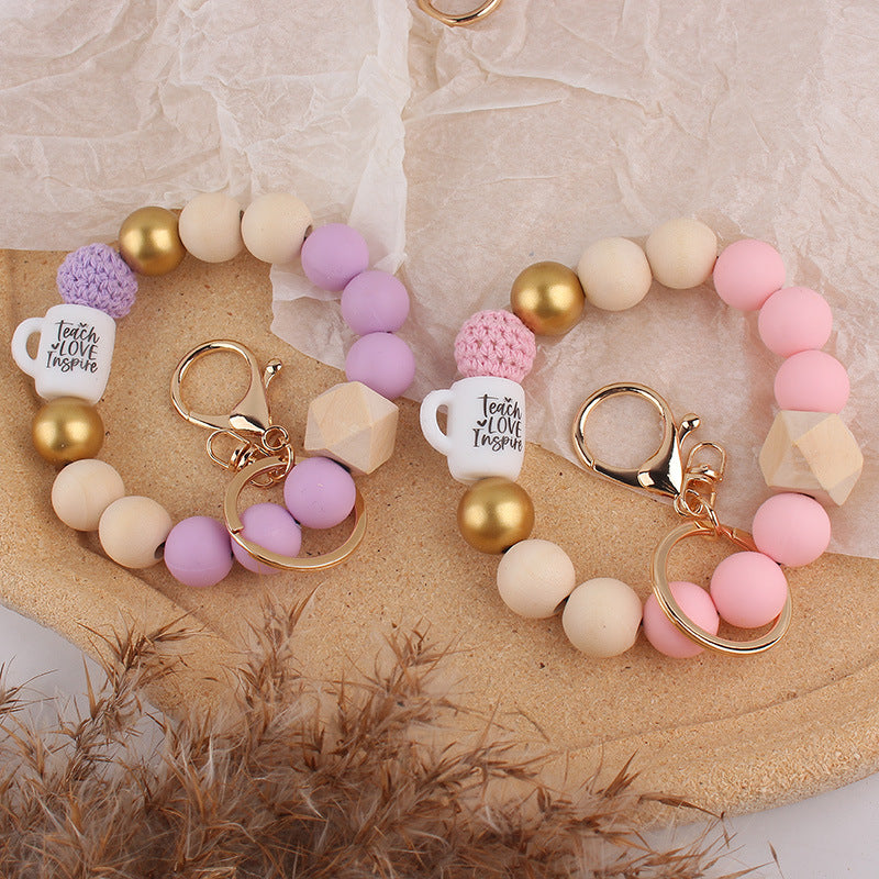 Wholesale Silicone Cup   Bracelet Teacher' s Day Wristlet Keychain