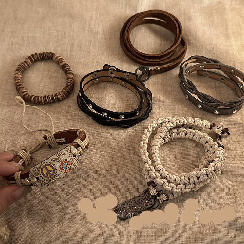 Wholesale Cowhide Woven Bohemian Style Bracelet