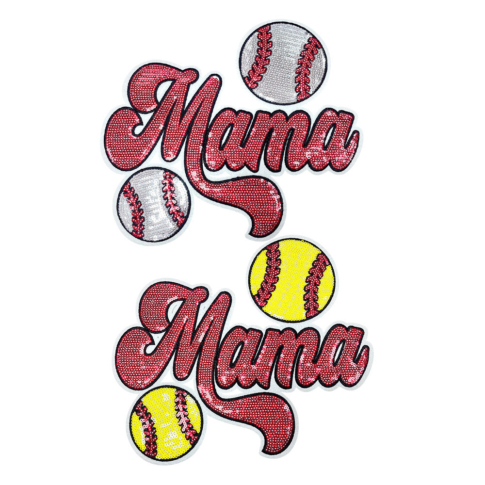 Wholesale Baseball Mama Shiny Embroidered Patch DIY Clothing Decorative Accessory For Coats Trendy Gift