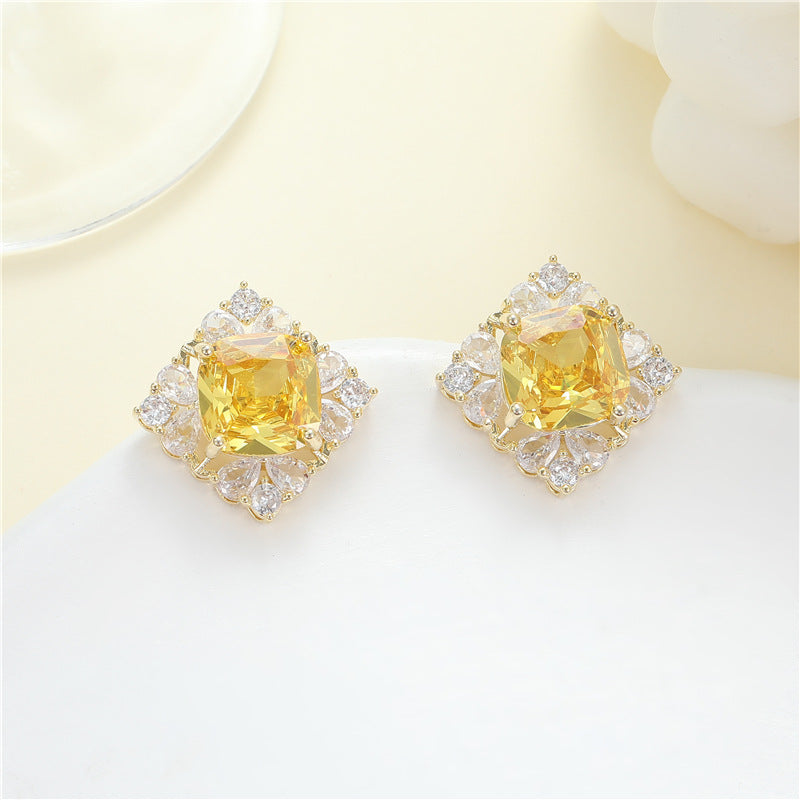 Wholesale Middle Ages Style S925 Silver Needle Earrings Blue Zirconium Stud Earrings