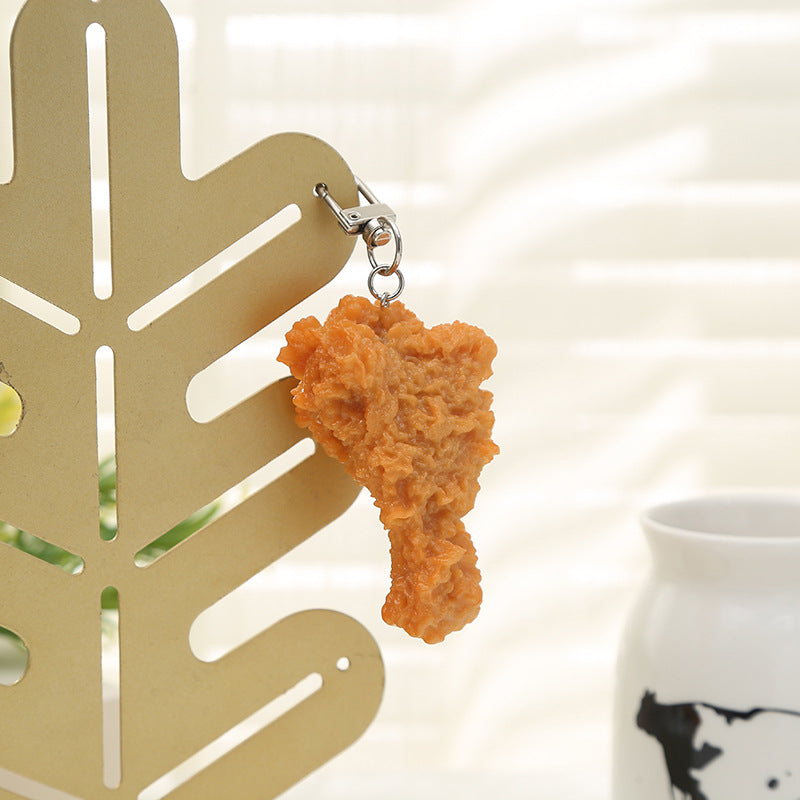 Simulación de PVC al por mayor Piernas de pollo frito nuggets de pollo frito llavero