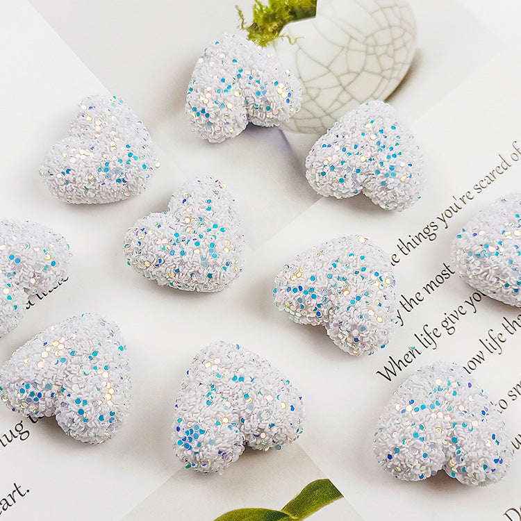 Wholesale Sequined heart-shaped straight hole Acrylic Beads