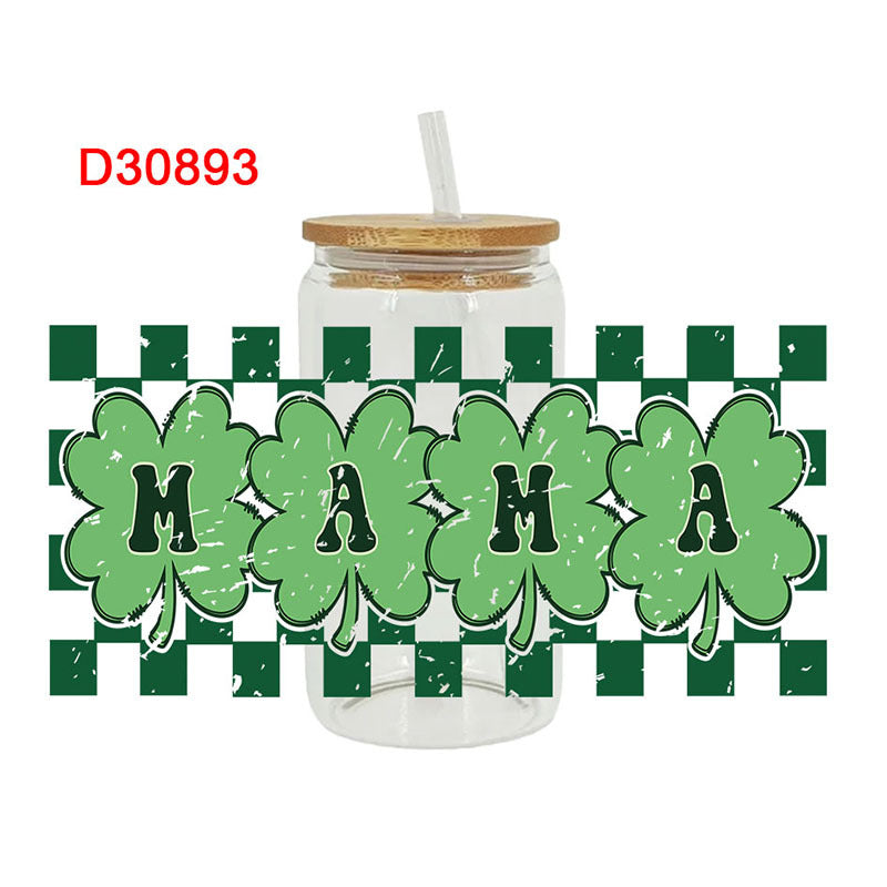 Wholesale St. Patrick's Day Rainbow Clover Alphabet Cartoon 16oz Cup UV DTF Wraps