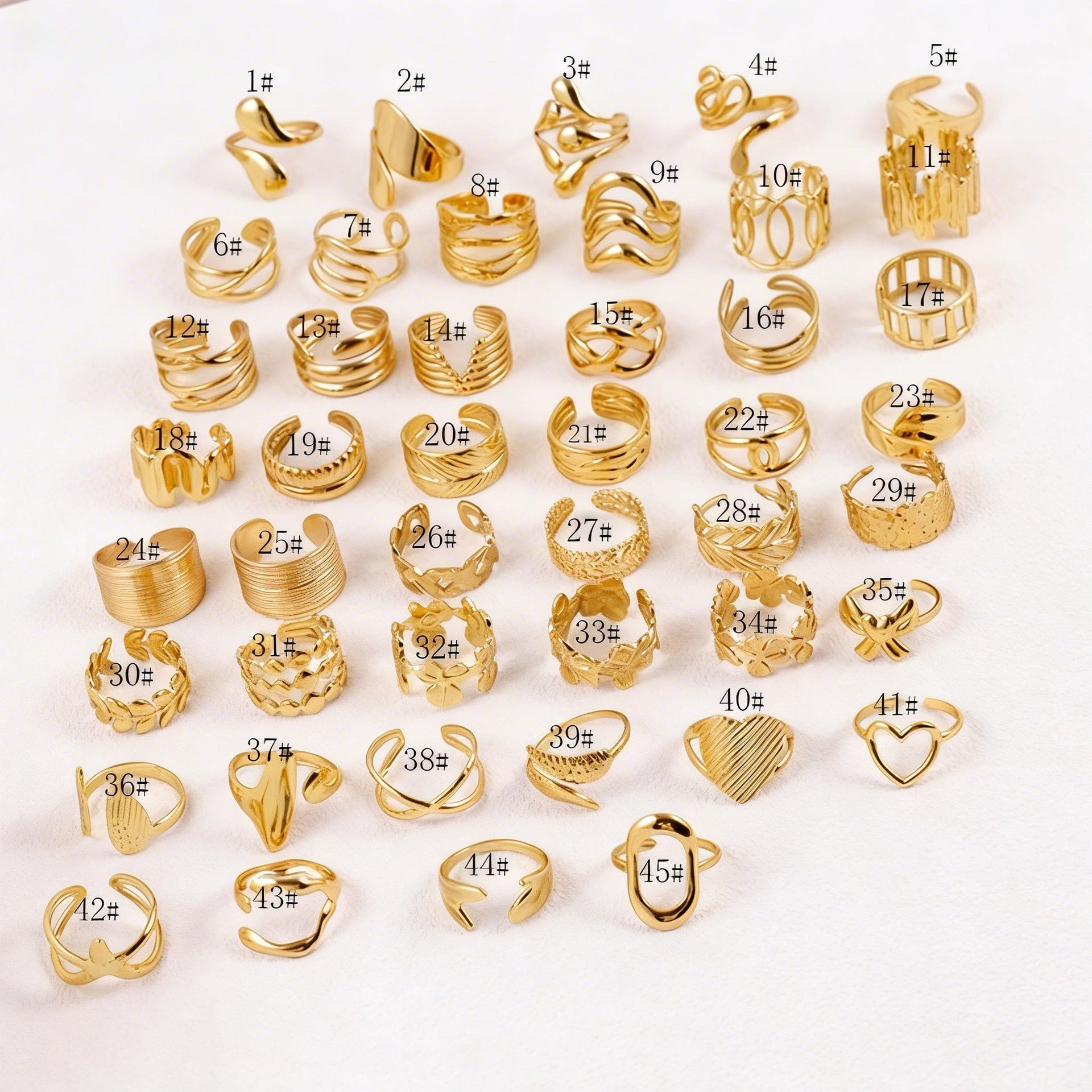 Wholesale 12pcs minimalist stainless steel hydraulic ring geometric ring
