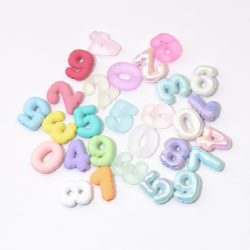 Wholesale DIY Digital Loose Beads Transparent Frosted Three-dimensional Through-hole Beads